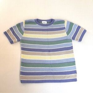 VTG Cricket Lane Crochet Short Sleeve Sweater Womens S Spring Cottage Grandma